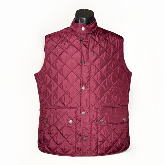 NWT UNTUCKit Wynwood Vest Men Medium Burgundy Red Pocket Quilt Zip Snap Gorpcore - Picture 1 of 10